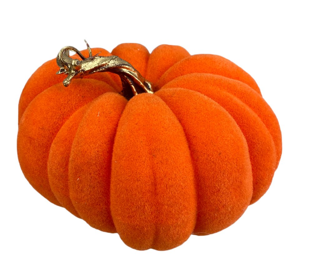7" Flocked Pumpkin: Orange - 56954OR - The Wreath Shop