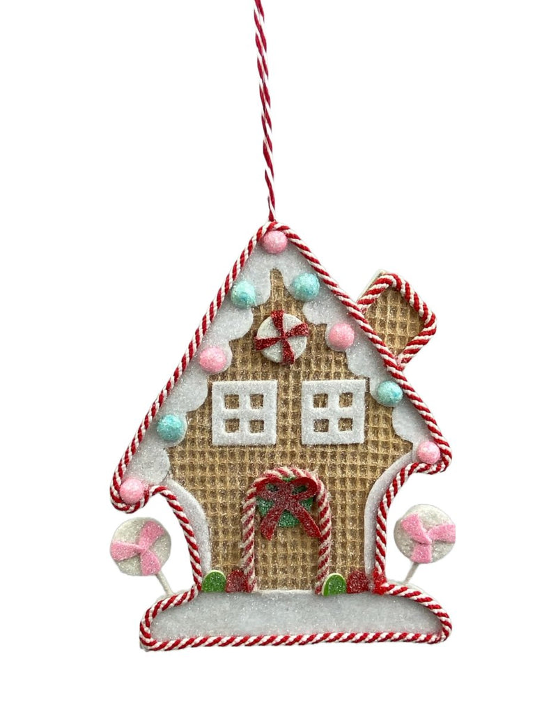 7" Gingerbread Candy House Ornament Flat - 85782BN - The Wreath Shop