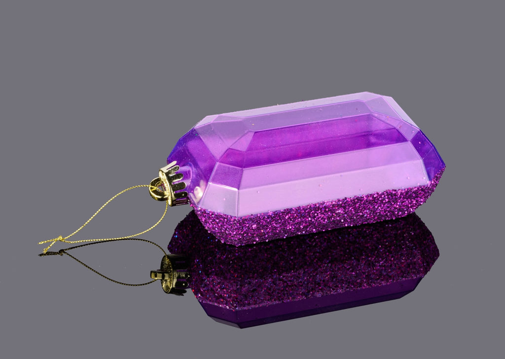 7" Laser Glitter Rectangle Gem Ornament: Purple - XJ552784 - The Wreath Shop