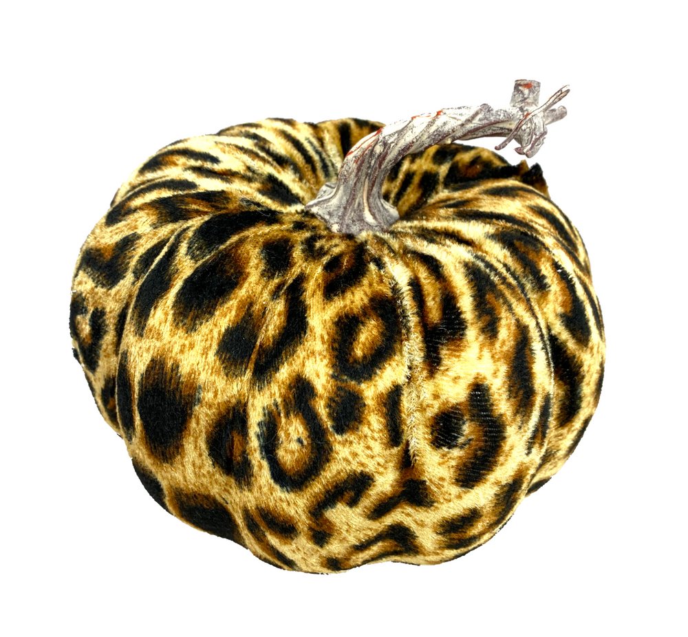 7" Leopard Fabric Pumpkin - 56742LG - The Wreath Shop