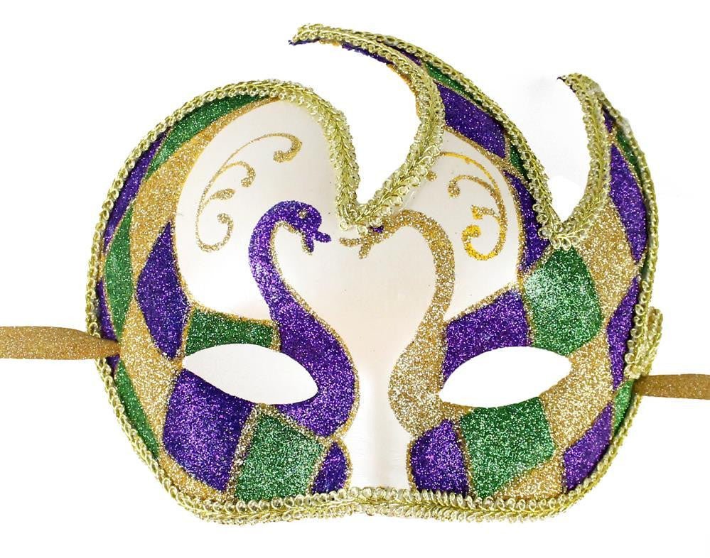 7" Mardi Gras Glittered Diamond Mask - HG1045 - The Wreath Shop