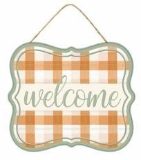 7" Metal Fall Sign: Welcome (Crm/Org/Sage) - MD1206A3 - welcome - The Wreath Shop