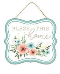 7" Metal Religious Spring Sign: Bless This Home - MD1043-Home - The Wreath Shop