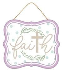 7" Metal Religious Spring Sign: Faith - MD1043-Faith - The Wreath Shop