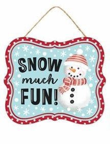 7" Snow Much Fun Sign - MD0984 - Snowman - The Wreath Shop