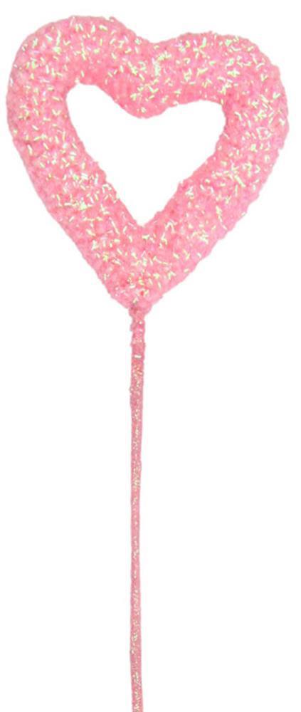 70mm Pink Foam Bead Open Heart Pick x 6 - HV135122 - The Wreath Shop