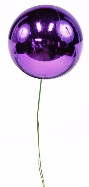 70mm Shiny Ball Ornament on Wire: Purple (12) - XH821923 - The Wreath Shop