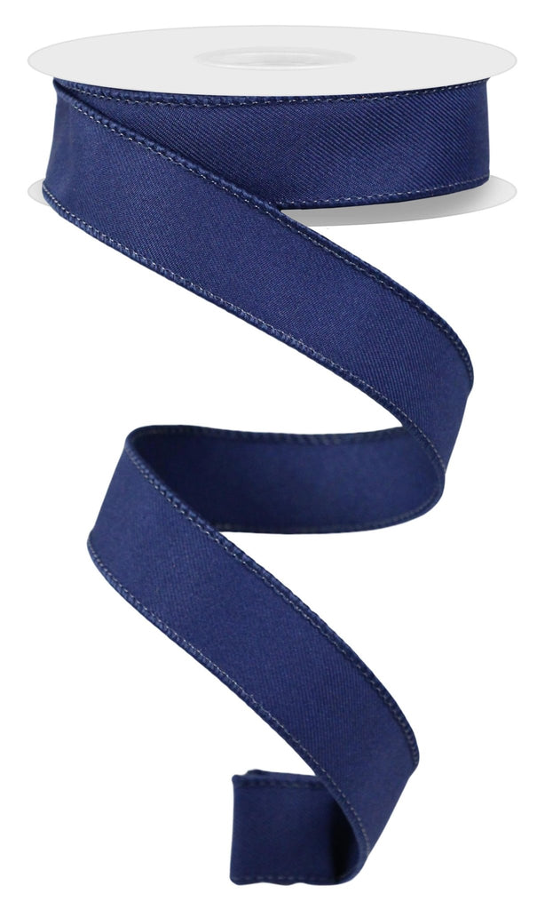 7/8" Diagonal Weave Fabric Ribbon: Navy - RGE720219 - The Wreath Shop
