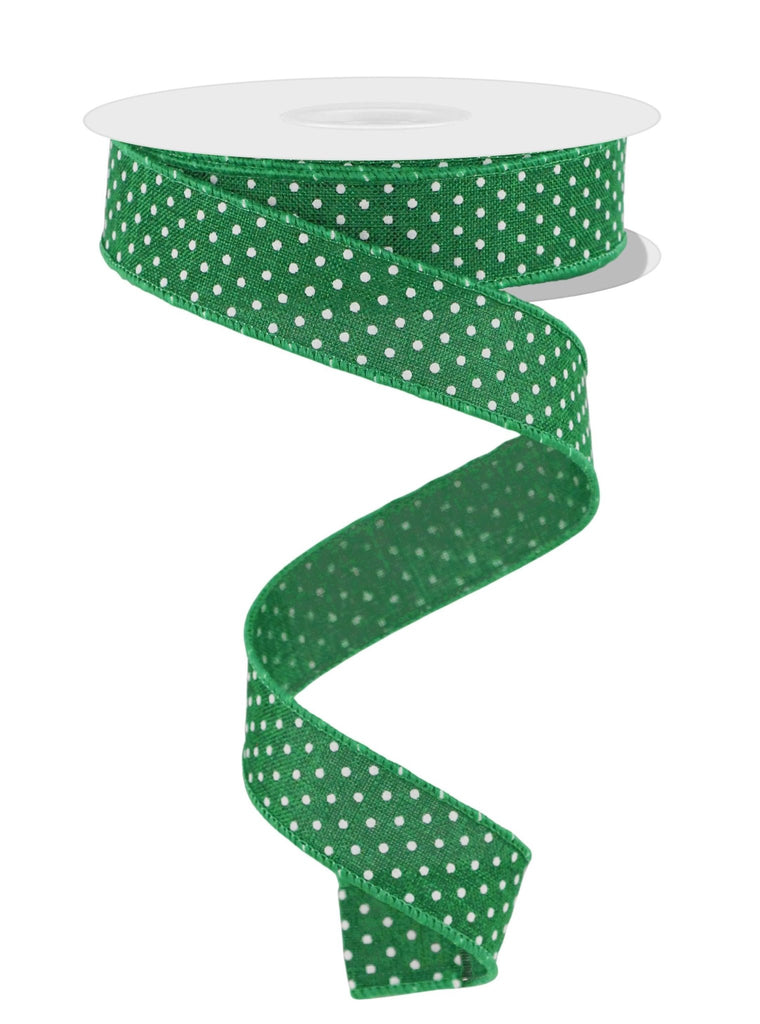 7/8" Emerald Green Raised Swiss Dots Ribbon - 10yds - RG0765106 - The Wreath Shop