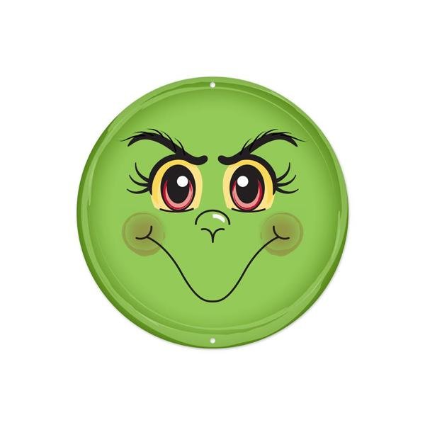 8" Metal Green Monster Face - MD0927 - The Wreath Shop