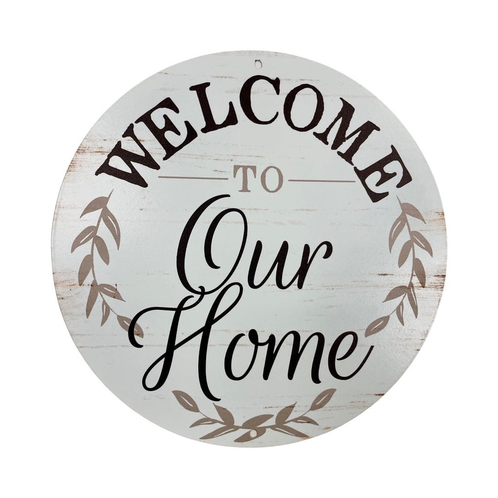 8" Metal Welcome to Our Home Sign - MD0933 - The Wreath Shop