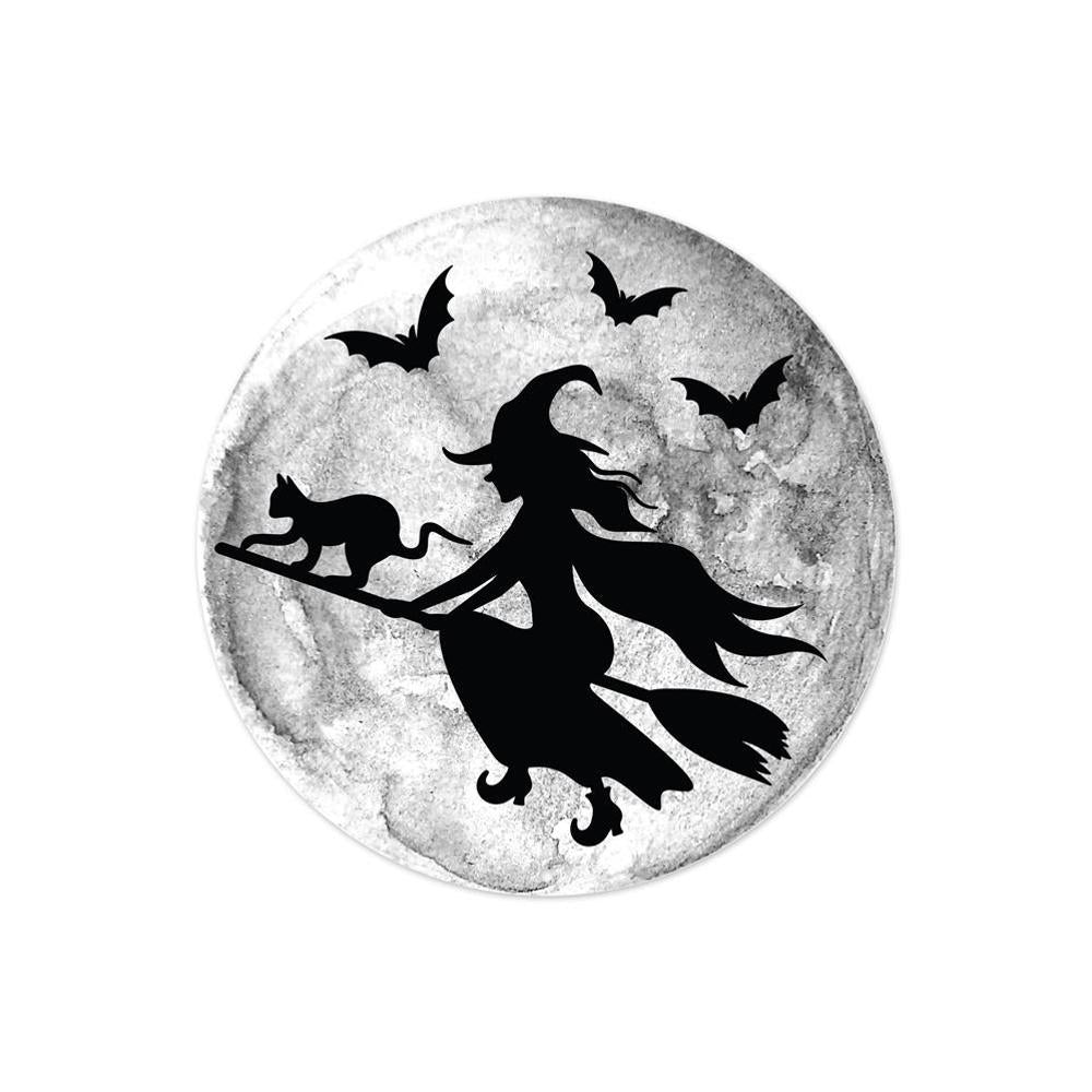 8" Metal Witch Flying By Moon Sign - MD1180 - The Wreath Shop