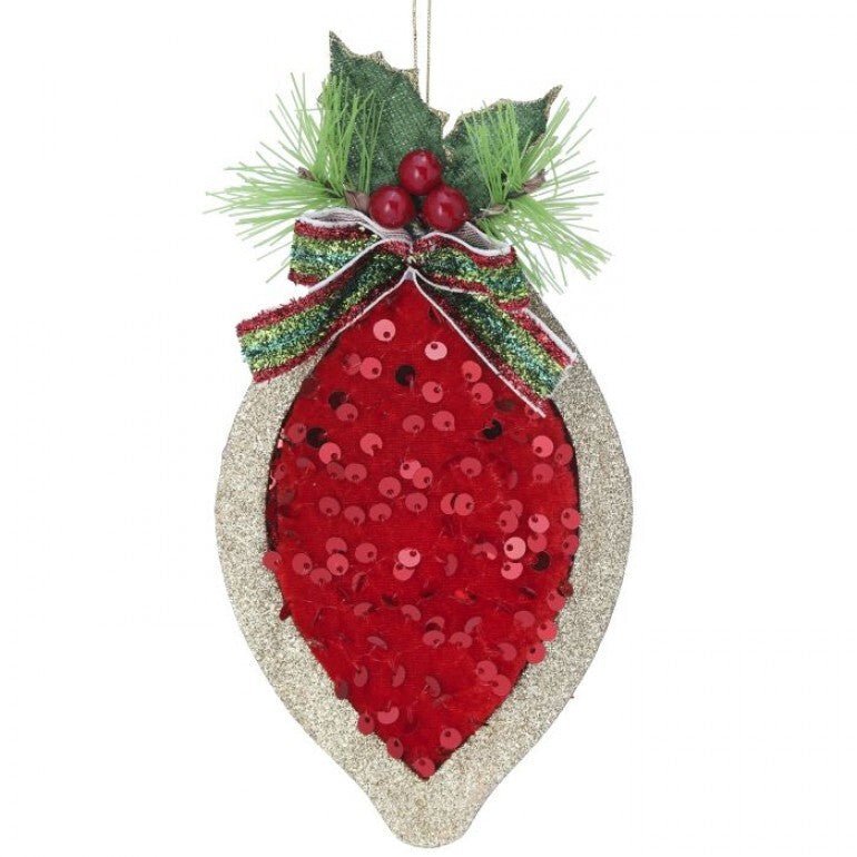 8" Sequin Drop Ornament Red - MTX72000 RED - The Wreath Shop