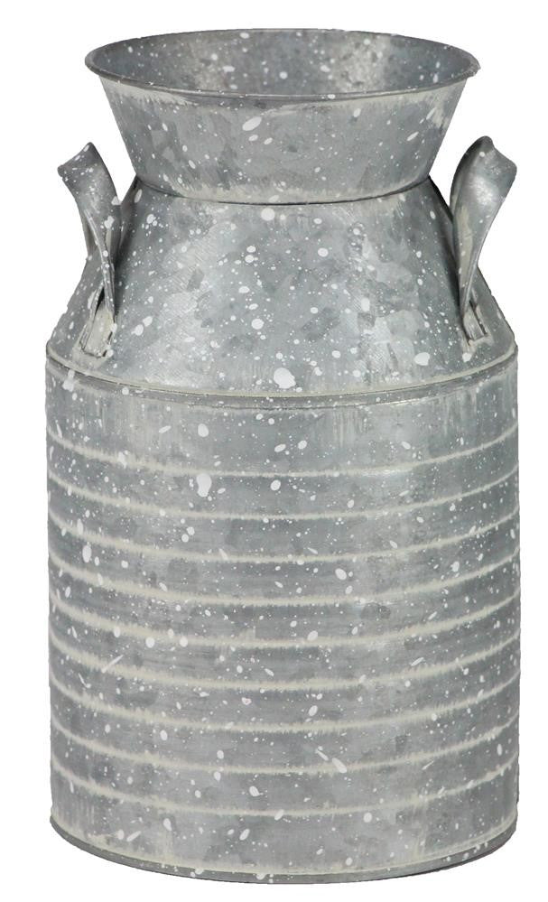 8.5" Ribbed Milk Can Container - Galvanized - KE2030 - The Wreath Shop