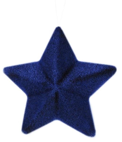9" Flocked/Glitter Pointed Star: Navy Blue - HJ902119 - The Wreath Shop