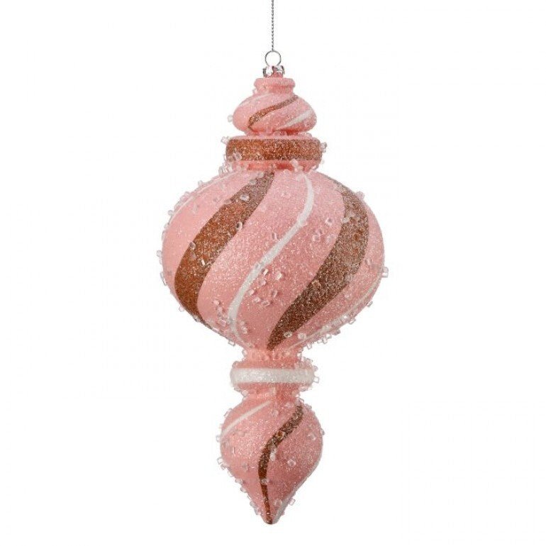 9" Peppermint Finial Ornament: Pink/Wht/Choc, Box of 2 - MTX71772 - The Wreath Shop