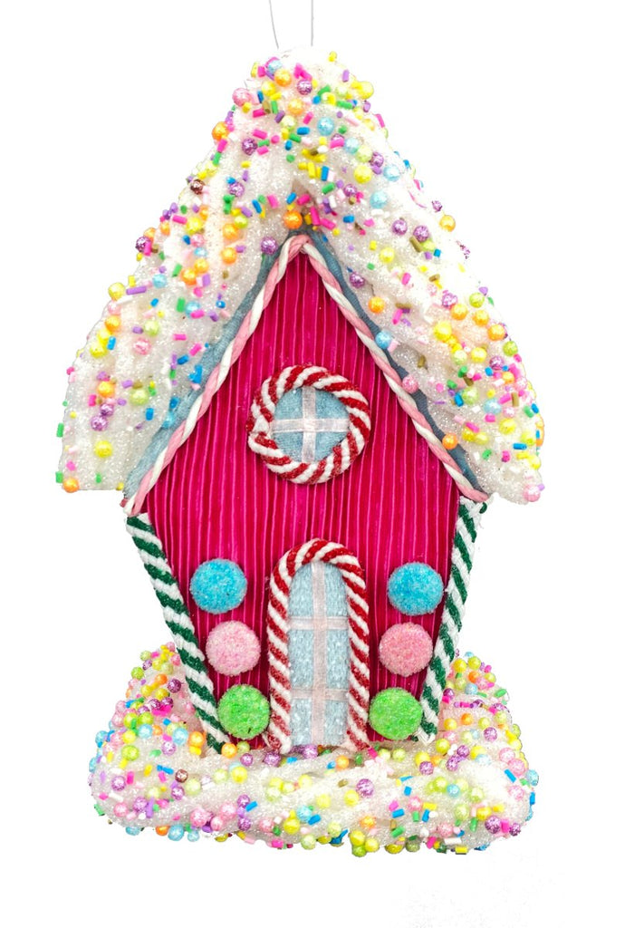 9" Pink Candy Gingerbread House - 85325PK - The Wreath Shop