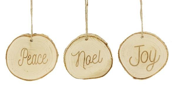 Birch Christmas Word Ornaments - XA108099-peace - The Wreath Shop