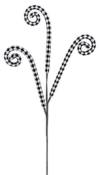 Black/White Harlequin Curly Spray - 31" - MN0175 - The Wreath Shop