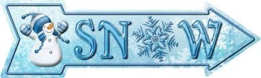Blue Snow with Snowman Arrow Sign - A-183 - The Wreath Shop