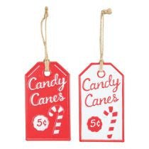 Candy Cane Metal Tag Ornaments - 12658 - Red - The Wreath Shop