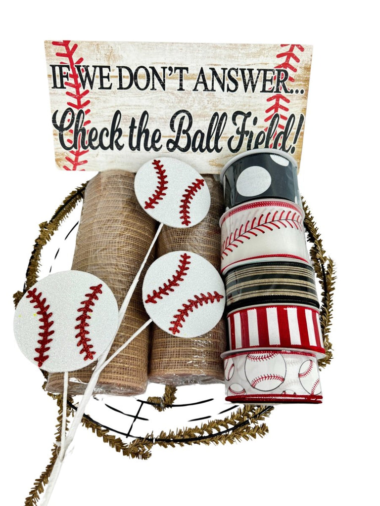 Check the Ball Field Baseball Wreath Kit - Baseball Wreath Kit - The Wreath Shop