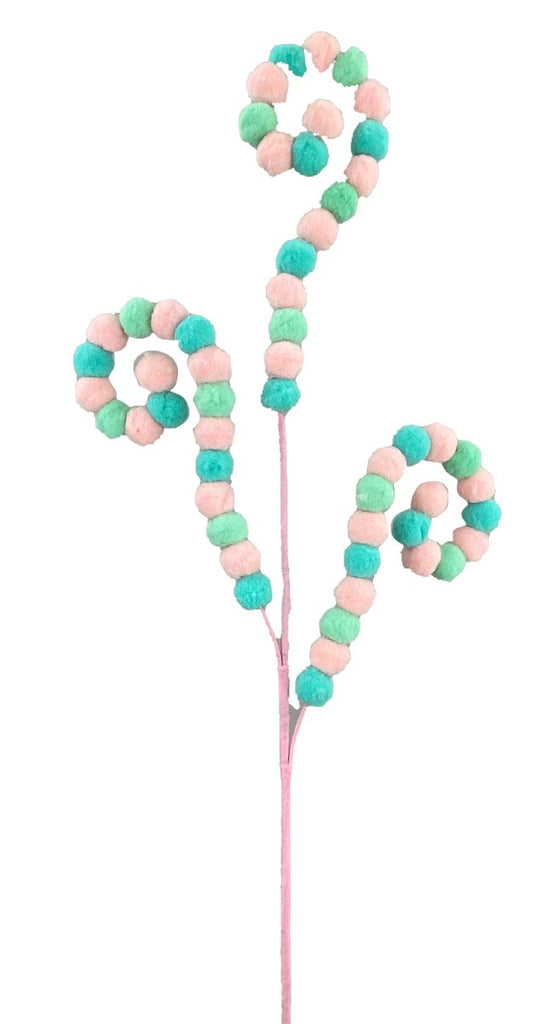 Curly Felt Ball Spray: Aqua/Mint/Pink - 63008AQMIPH - The Wreath Shop