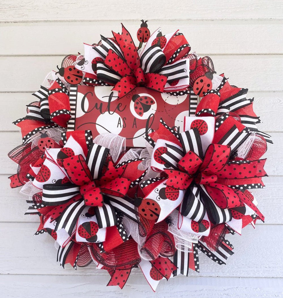 Cute as a Bug Ladybug Wreath (Example Only) - Cute Ladybug Wreath - The Wreath Shop