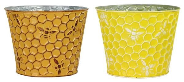 Embossed Honeycomb Pot Covers - KE233799 - Mustard - The Wreath Shop