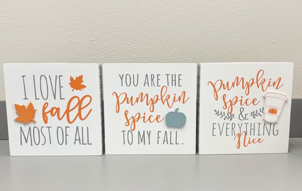 Fall Block Signs Orange/Grey - H9749-fall most of all - The Wreath Shop