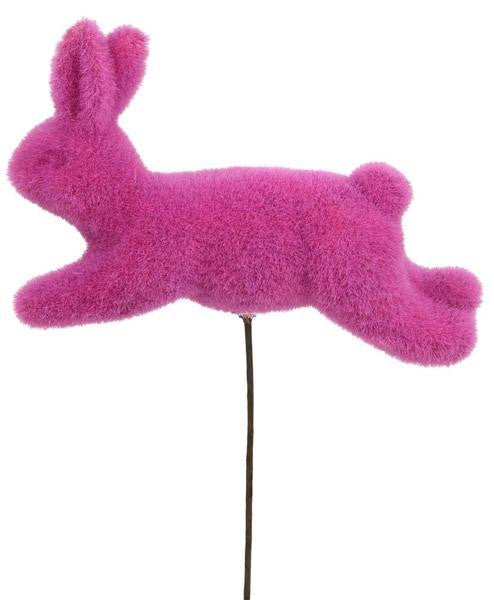 Flocked Rabbit Pick: Fuchsia - HE722707 - The Wreath Shop