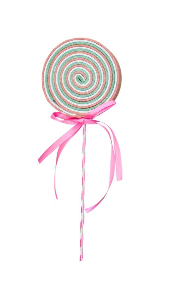 Glitter Lollipop Pick: Mint/Pink/Wht - 84810MIPK - The Wreath Shop