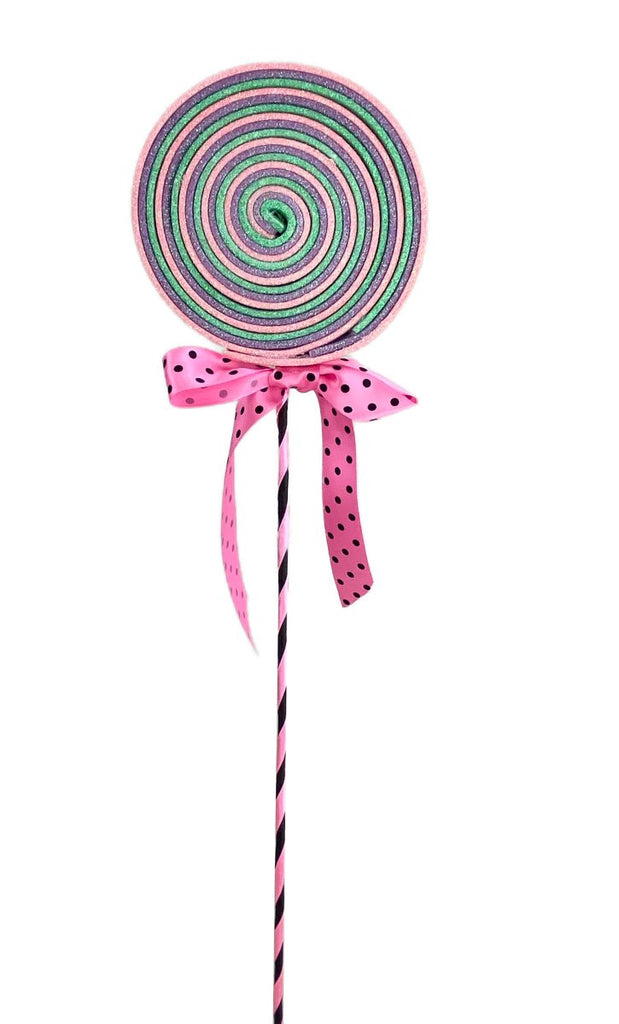 Glitter Lollipop Pick: Purple/Pnk/Mint - 56557PUPKMI - The Wreath Shop