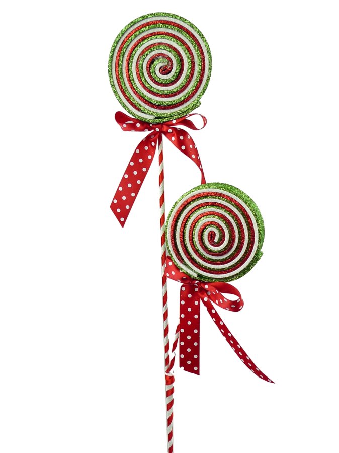 Glitter Lollipop Spray x 2: Red/Grn/Wht - 84809RWG - The Wreath Shop