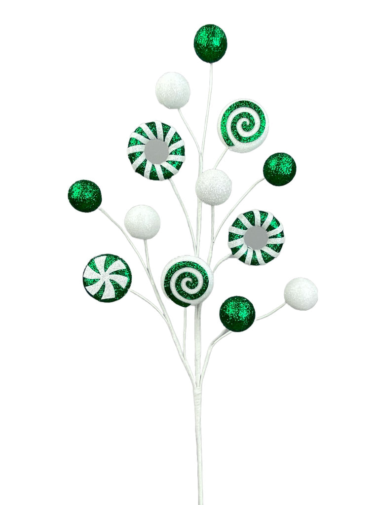 Glitter Peppermint Spray: Emerald Green - 85756GN - The Wreath Shop