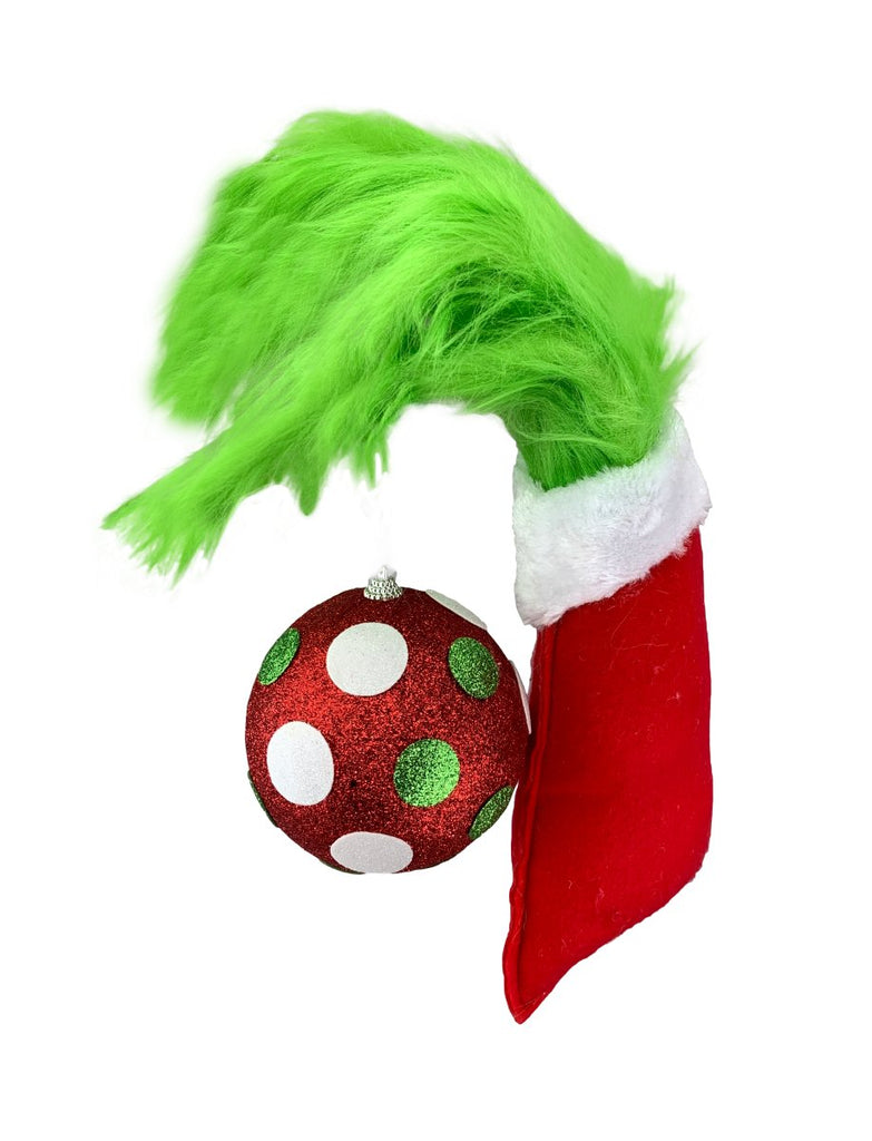 Green Christmas Monster Furry Hand w/ Ornament - 85515RWG - The Wreath Shop