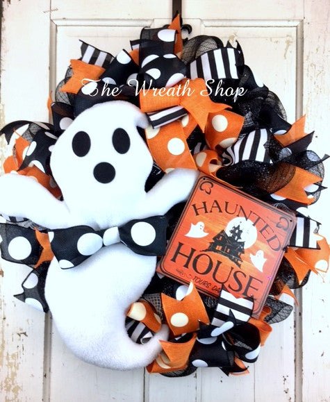 Halloween Ghost Wreath (Example Only) - WRTH3408 - The Wreath Shop