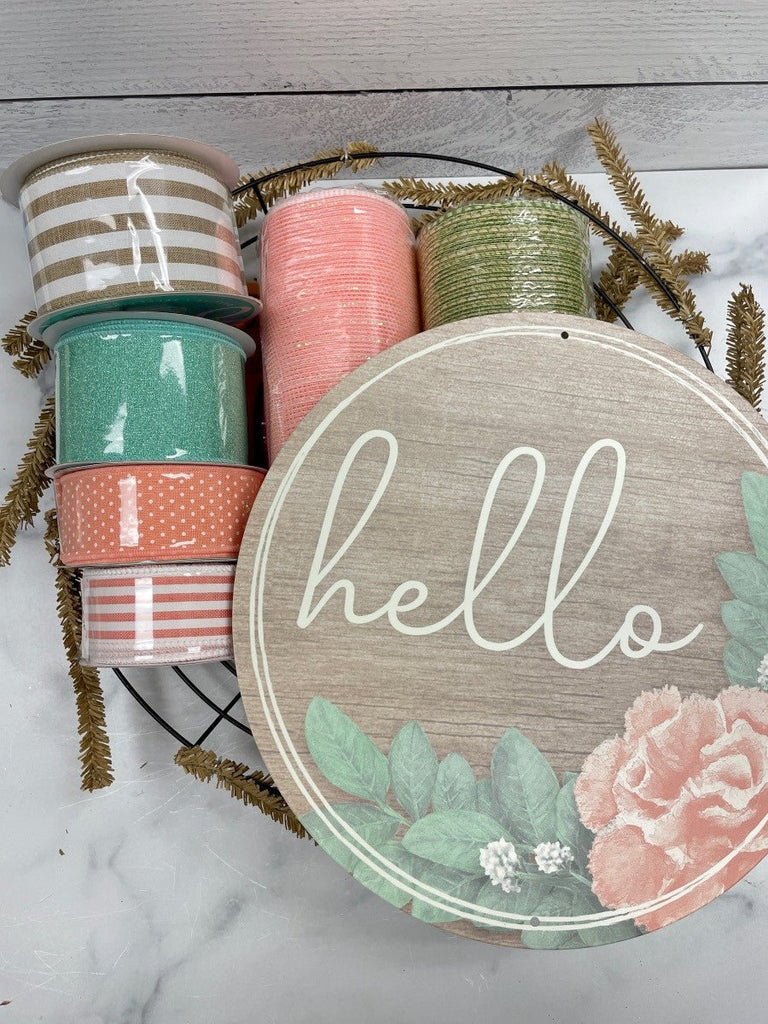 Hello Wreath Kit - Peach/Green - Hello Wreath Kit Peach - The Wreath Shop
