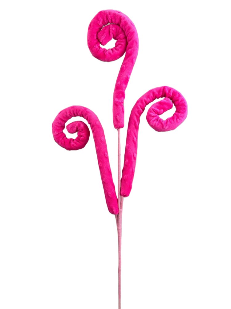 Hot Pink Velvet Spiral Curly Spray - 28" - 63390BT - The Wreath Shop