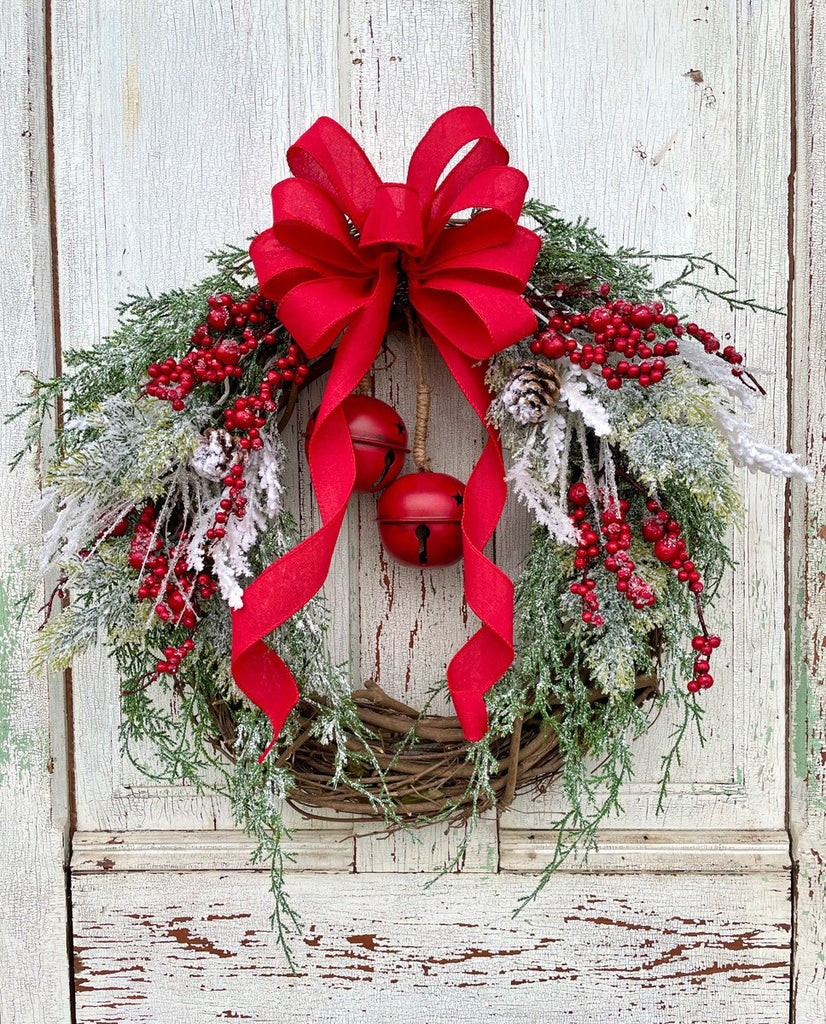 Jingle Bell Grapevine Christmas Wreath (Example Only) - Jingle Bell Christmas Wreath - The Wreath Shop