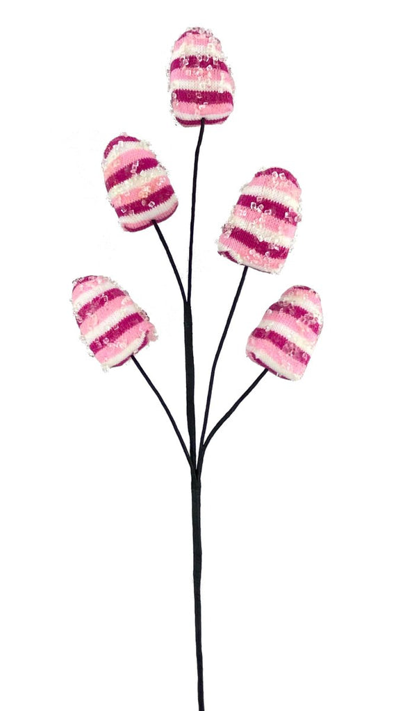 Knit Candy Corn Spray: Pink/Wht - 28" - 56949BTPKWT - The Wreath Shop