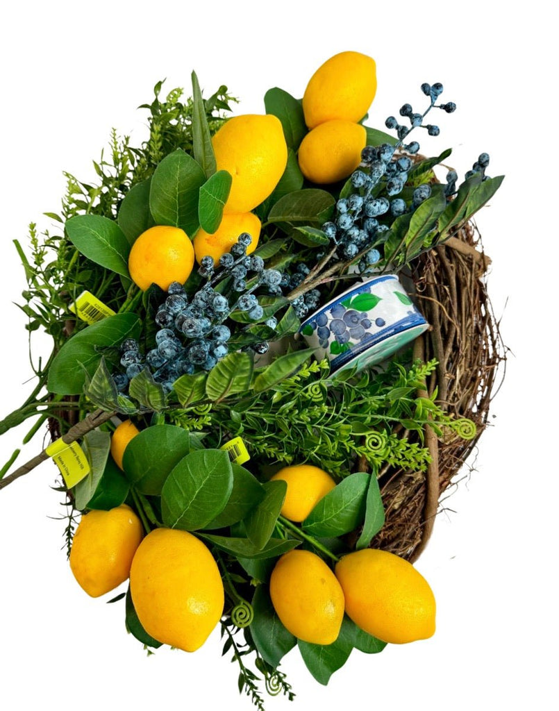 Lemon Blueberry Grapevine Wreath Kit - Lemon Grapevine Kit - The Wreath Shop