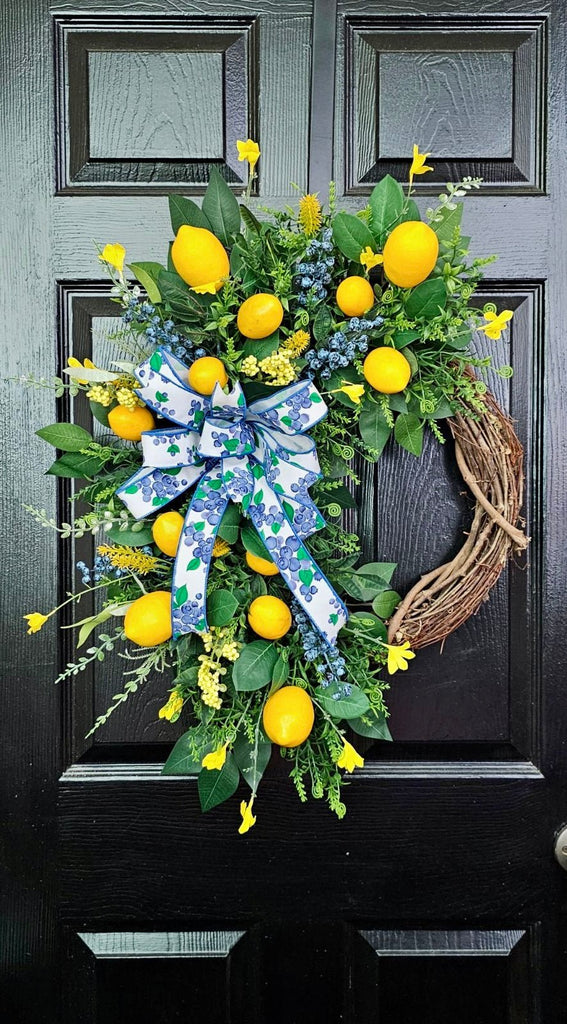 Lemon Blueberry Grapevine Wreath Kit - Lemon Grapevine Kit - The Wreath Shop