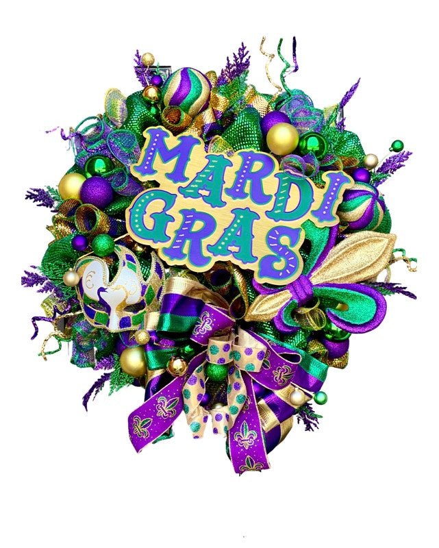 Lg Mardi Gras Wreath - Free Shipping - Lg Mardi Gras Wreath - The Wreath Shop