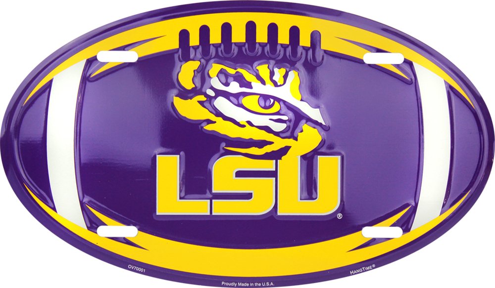 Louisiana State University LSU Tigers Embossed Metal Oval License Plate - OV70001 - The Wreath Shop