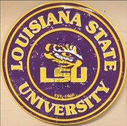 LSU - Louisiana State University Embossed Metal Circular Sign - CS60096 - The Wreath Shop