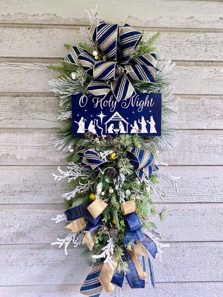 Navy/Gold Nativity Swag (Example Only) - Navy Gold Swag - The Wreath Shop