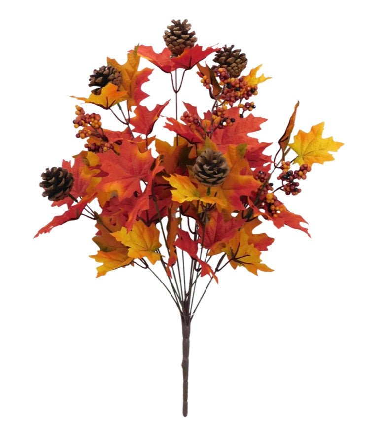 Orange Maple Leaf Pinecone Bush - 83151 - The Wreath Shop