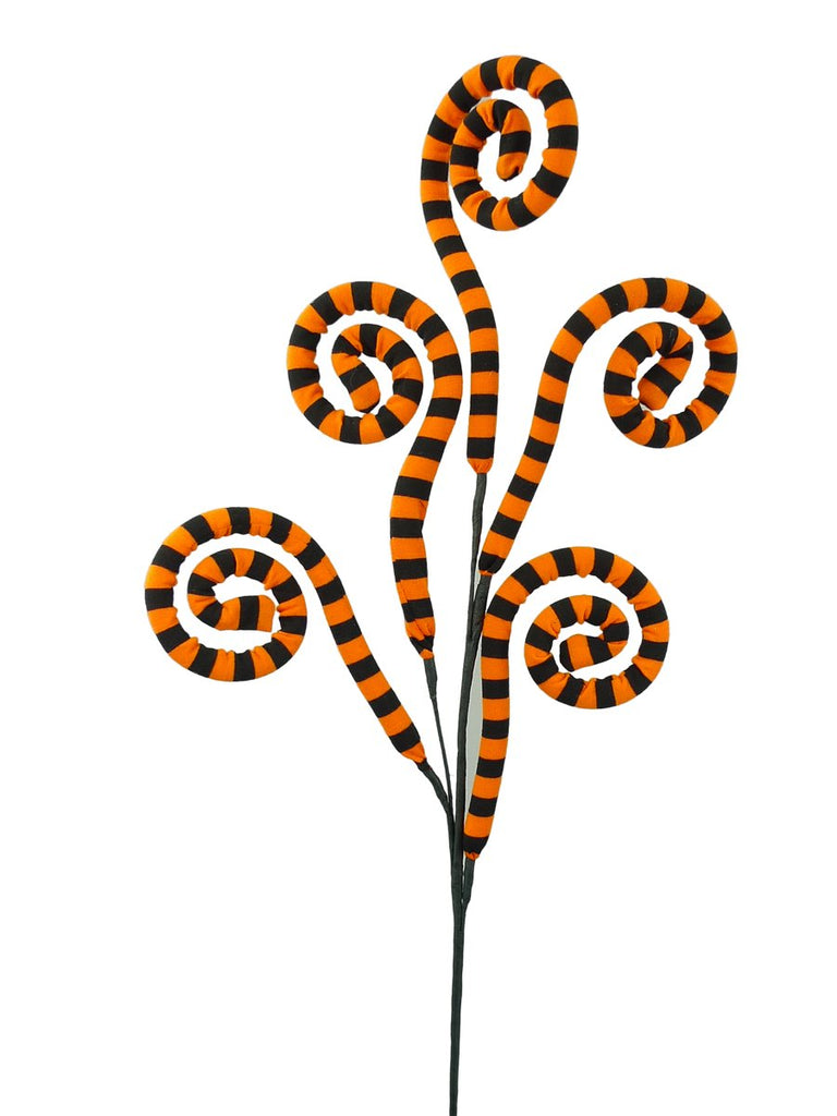 Orange/Black Spiral Curly Spray - 30" - 56533ORBK - The Wreath Shop