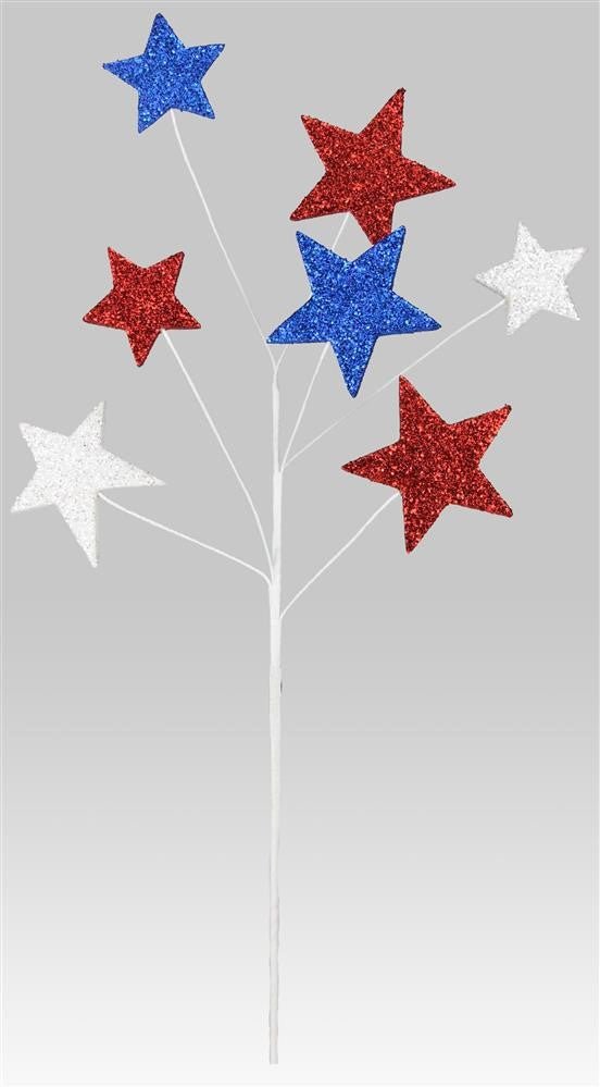 Patriotic Glitter Star Spray - HJ1030 - The Wreath Shop